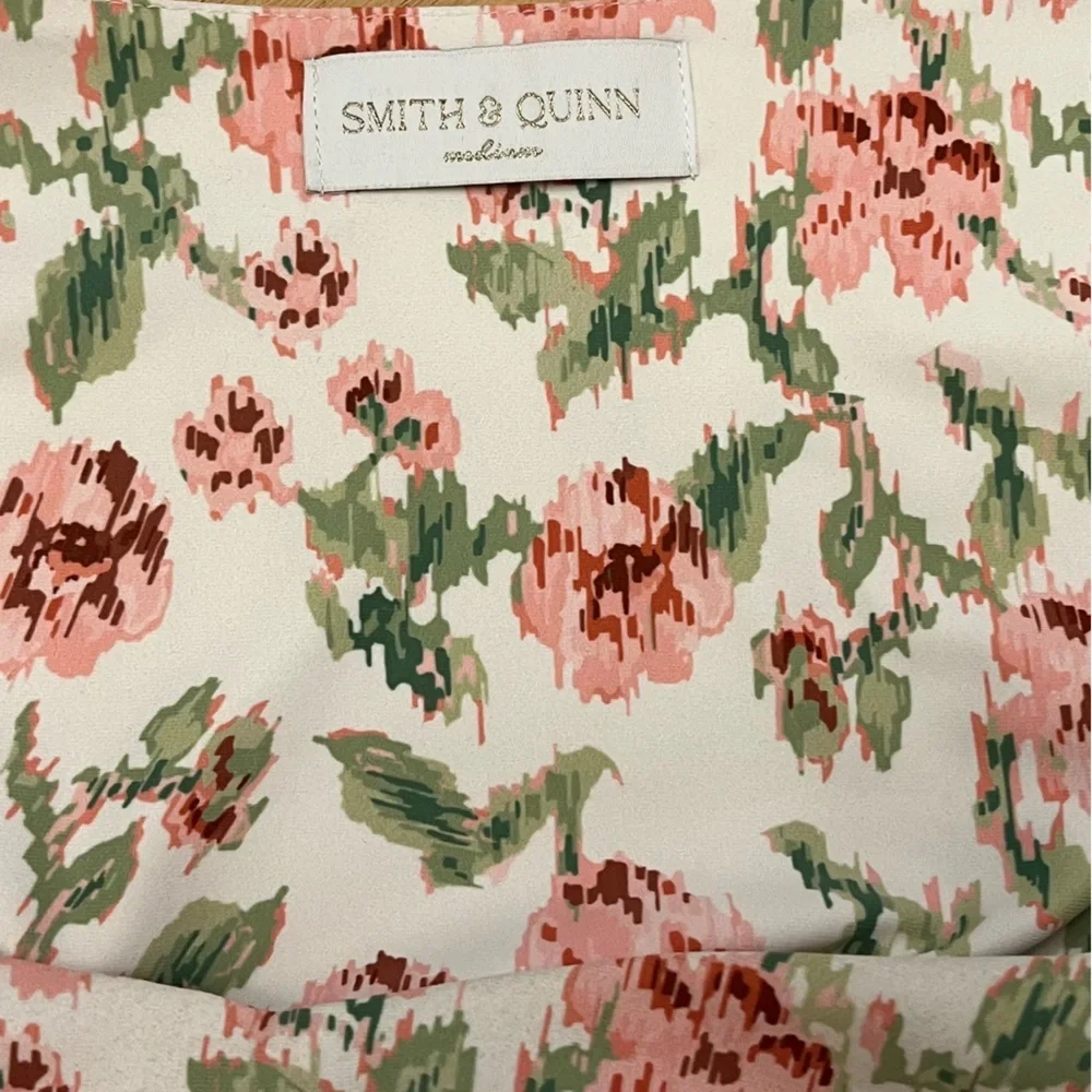 Smith & Quinn Women's Off White Floral Dress with Long Bishop Sleeves US Medium - Picture 7 of 8